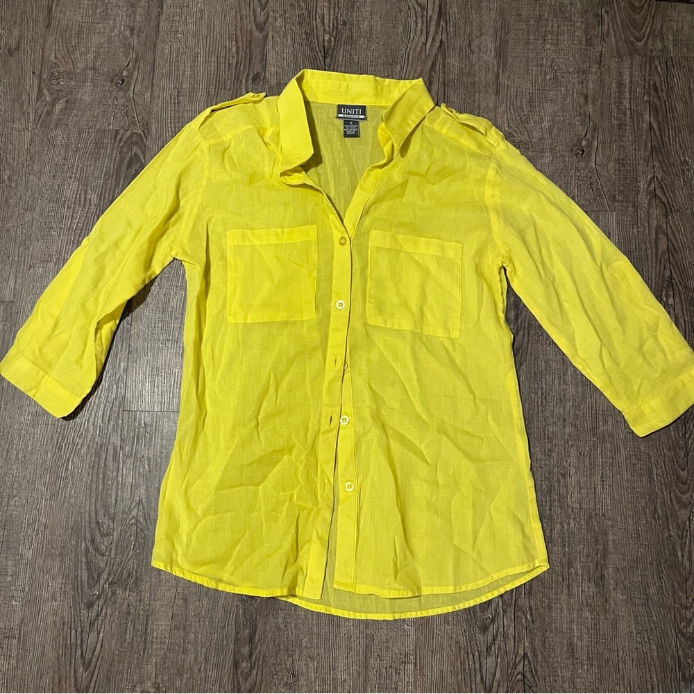 Sheer Yellow Button Down Shirt